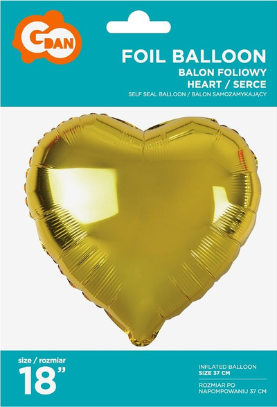 Balon dekorativ GoDan Heart, folie, 45 cm, i artë
