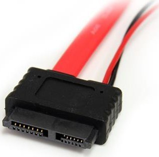 Kабел StarTech Slimline SATA во SATA, 36\", со LP4, црн