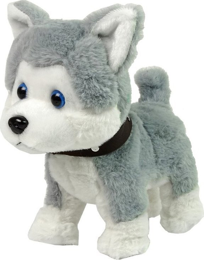 Lodër interaktive qenush Husky, pelush, me tinguj dhe lëvizje, shumëngjyrëshe