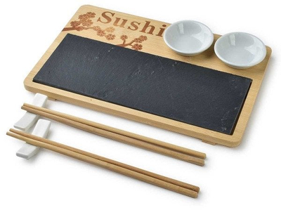 Set sushi SUSHI, për 2 veta, dru edhe qeramikë, me ngjyra të ndryshme