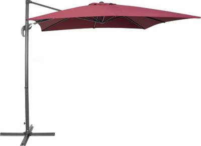 Çadër kopshti Beliani Monza Cantilever, 250 cm, me manivelë, burgundy e kuqe