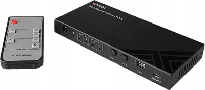 Matriks HDMI Lindy 2x2, 8K60, HDR, e zezë