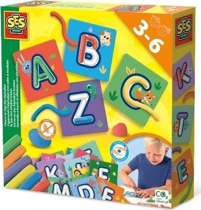 Set kreativ me plastelinë SES Creative 14641, mësu alfabetin, 6 ngjyra, shumëngjyrësh