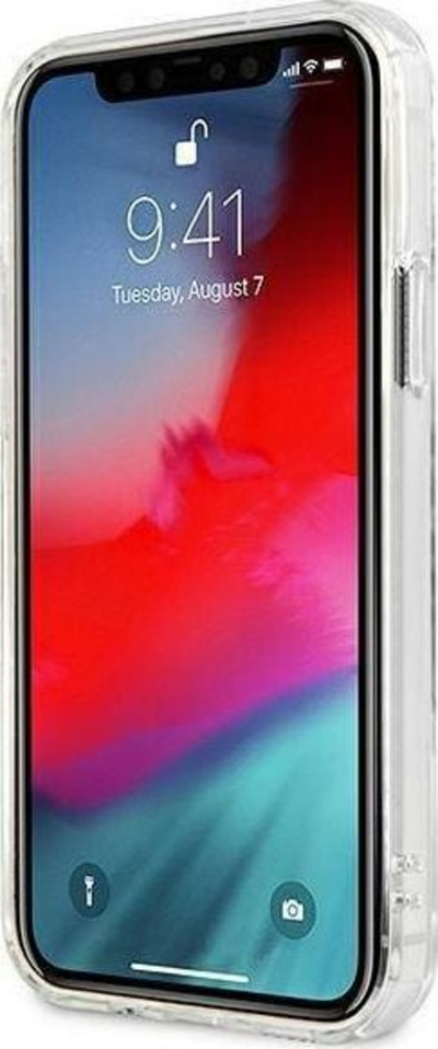 Futrollë Guess GUHCP12MKTRSVSI për iPhone 12 12 Pro 6.1", transparente, Vintage Script, argjendi