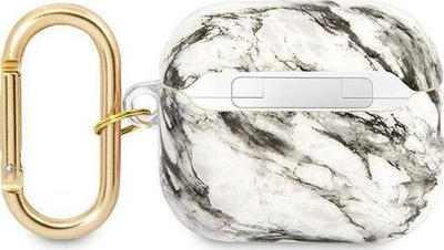Mbështjellës për kufje Guess Marble Strap Collection, për AirPods 3, motiv mermeri, gri