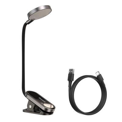 Lampë tavoline Baseus Mini Clip, LED, me bateri, gri