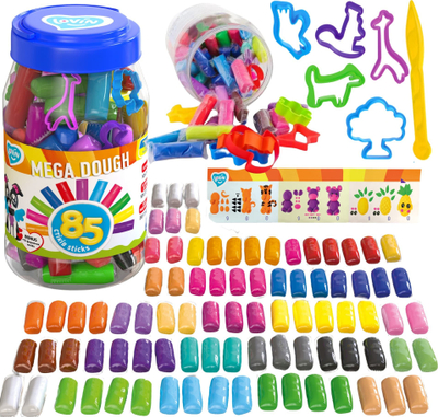 Set plasteline No Name Mega Modeling Clay, 85 copa, shumëngjyrëshe