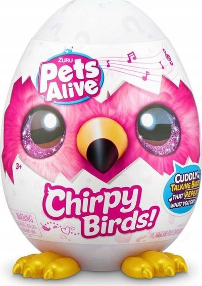 Lodër pelushi Zuru Pets Alive Chirpy Birds Series 1, zog që flet e luan, me vezë surprizë, shumëngjyrëshe
