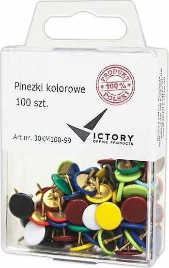Kunjëza zyre Victory Office, set me 100 copë, me ngjyra të përziera, në kuti plastike