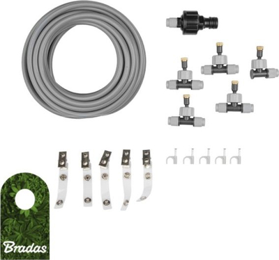 Set spërkatës kopshti Bradas Garden Spray Mist WHITE LINE, 7.5 m, 5 gryka metalike, gri