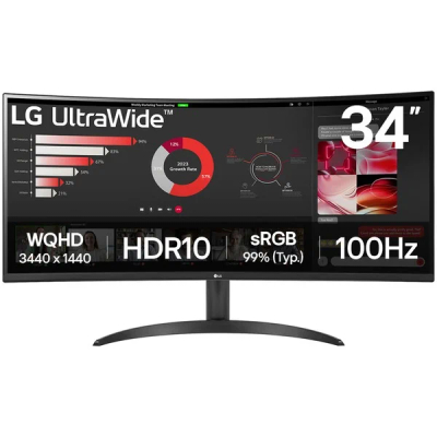 Монитор LG 34WR50QK-B, 34", Wide Quad HD, црн