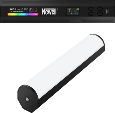 Lampë LED Newell Kathi Nano RGB, 20 cm, 2500K-9000K, e zezë