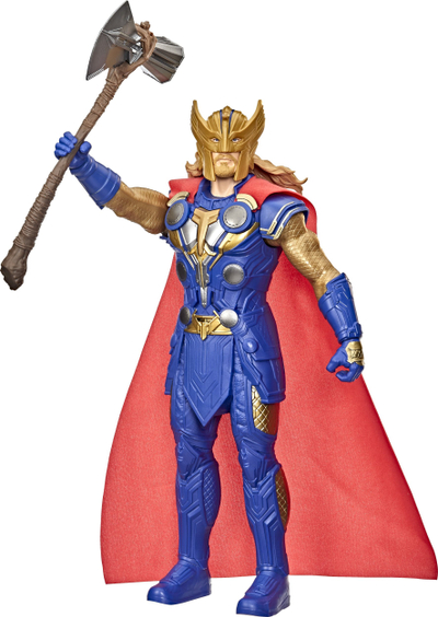 Figurë aksion Marvel Thor Love and Thunder Stormbreaker Strike, 15cm, me zë, blu e kuqe
