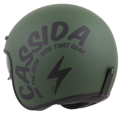 Helmetë moto Cassida Oxygen 2.0 Gear, e hapur, vizor dielli, jeshile mat e zezë