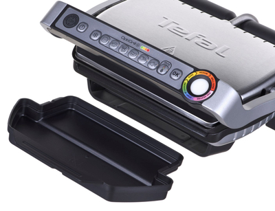 Grill elektrik Tefal OptiGrill+ GC712D, sipërfaqe jo ngjitëse, inox, gri
