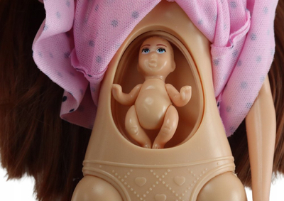 Kukull Leantoys Pregnant Doll, fustan rozë, me aksesorë