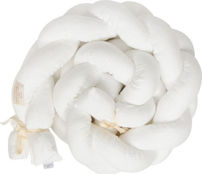 Mbrojtës krevati BABYMATEX Muslin Knitted Braid, 200 cm, i bardhë
