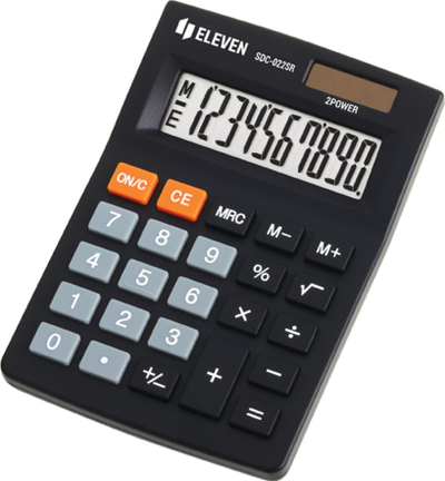 Kalkulator tavoline Eleven Eleven SDC022SR, 10 shifra, furnizim i dyfishtë, i zi
