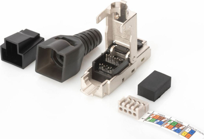 Konektor rrjeti Microconnect KON524TL, RJ45 CAT6a, metalik, i zi