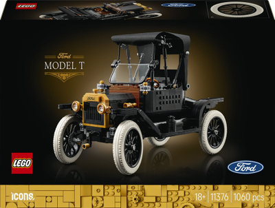 Set ndërtimi LEGO Icons Ford Model T, 1060 pjesë, për të rritur, i zi
