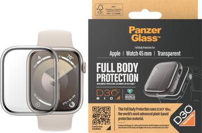 Mbrojtëse ekrani PanzerGlass Full Body Apple Watch 7 8 9 45mm, D3O, transparente
