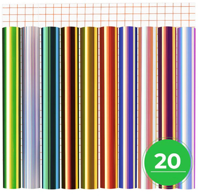 Vinyl vetëngjitës holografik xTool, set me 20 fletë, 30 x 25 cm, shumëngjyrësh