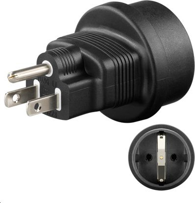 Adapter prizë Microconnect PETRAVEL3, Type B në Type F, i zi