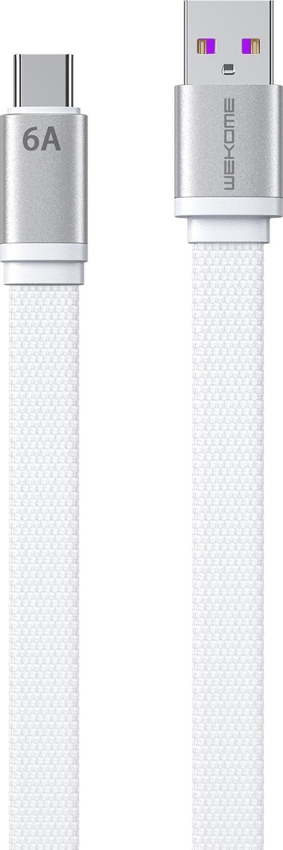 Kabllo USB në USB C WK Design King Kong 2nd Gen, 1.3m, 6A, e bardhë
