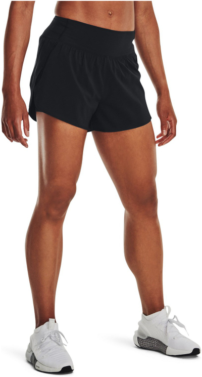 Спортски шорц Under Armour Flex Woven 2 in 1 за жени, внатрешна компресија, UA Storm, црни
