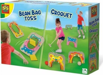 Set lojrash kroket edhe bean bag toss, poliestër edhe plastikë, shumëngjyrësh