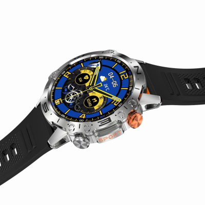 Ora e zgjuar Mski Gravity GT20 4, ekran 1.43\" AMOLED, Bluetooth Call, argjendt me rrip portokalli
