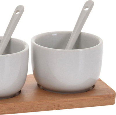 Set pjatancash për salca Excellent Houseware, 3 pjesë, me lugë dhe dërrasë bambuje
