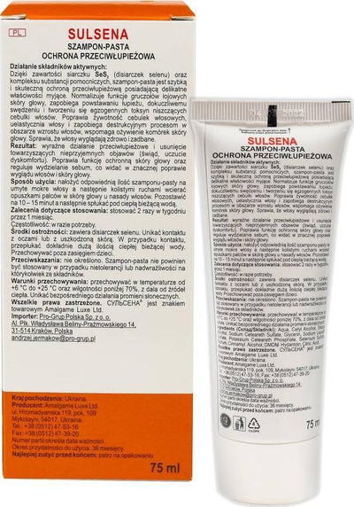 Shampo për flokë Sulsena Sulsena, kundër zbokthit, pastë 75ml