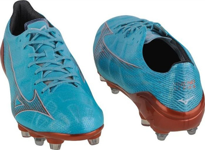 Фудбалски копачки Mizuno Alpha Japan Mix M P1GC236025, метални копчиња, за природни терени, сино бакарни