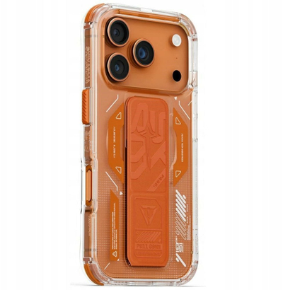 Kapak telefoni Skinarma Helio për iPhone 17 Pro, magnetik, me grip stand, portokalli
