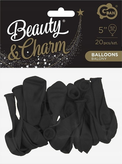 Balona zbukuruese Godan Pastel Beauty&amp;Charm Black, 13 cm, set me 20 copë, të zeza
