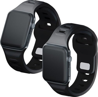 Rrip dore 3mk Silicone Watch Strap për Apple Watch, 42 44 45 49 mm, silikon, i zi