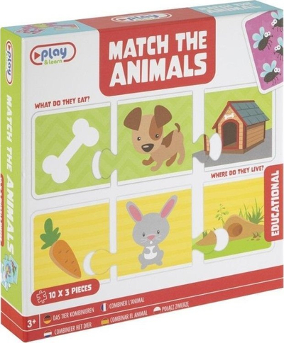 Puzzle edukative Play and Learn Match the Animals, 30 pjesë, shumëngjyrësh