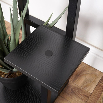 Stendë metalike për bimë Vilde, 4 nivele, metal dhe MDF, e zezë