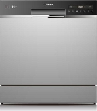 Lavastovilje Toshiba DW-08T2EE, 8 sete, 7 programe, ngjyrë argjendi
