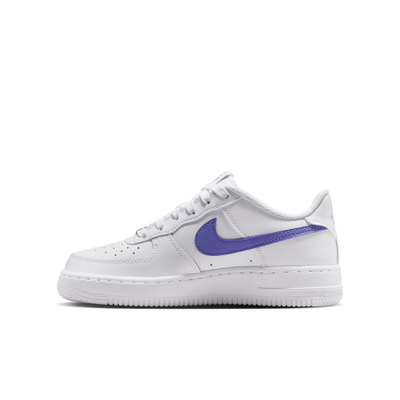 Atletet Nike Air Force 1 për fëmijë, lëkurë sintetike, të bardha me vjollcë