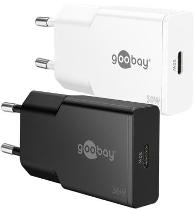 Karikues USB Goobay USB C PD GaN Slim, 30W, karikim i shpejtë, i bardhë