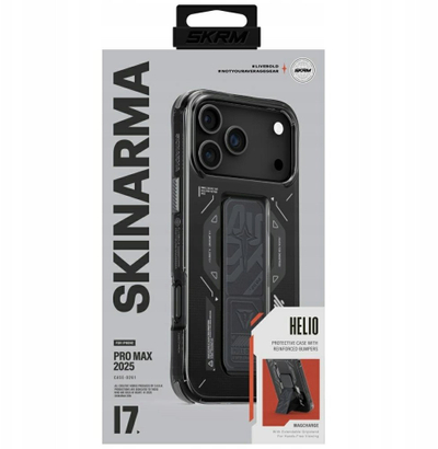 Kollf iPhone Skinarma Helio për iPhone 17 Pro Max, karikim magnetik, grip stand, gri grafit