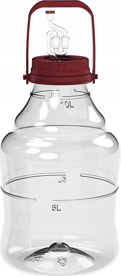 Demijon plastik Unbreakable, 10L, me dorezë, transparent