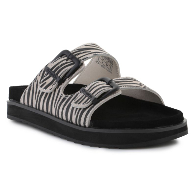 Sandale D.FRANKLIN Nordic Sandal Buckle Zebra, me platformë, të zeza me print zebra