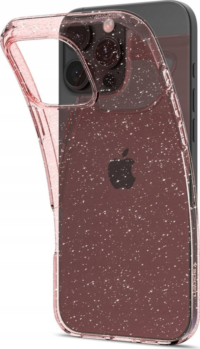 Kapak telefoni Spigen Liquid Crystal Glitter për iPhone 16 Pro, i tejdukshëm me shkëlqim, Rose Quartz