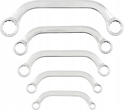 Set çelësash unazorë Hogert Technik HT1W599, 5 copë, krom vanadium, ngjyrë argjendi