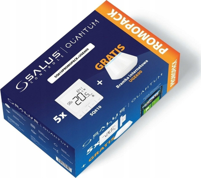 Set termostatësh të zgjuar Salus SQ610 me Gateway UGE600, 5 copë, Wi‑Fi, i bardhë