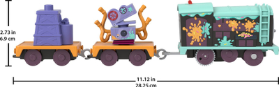 Set lodrash tren Thomas &amp; Friends Mystery Color Reveal, 2 lokomotiva, me vagona, shumëngjyrëshe