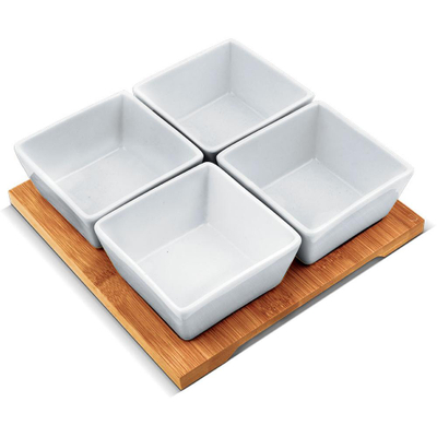 Pjata servimi porcelan 4 copë Lamart LT9018, të bardha